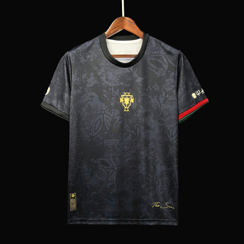 Fan Version 2023-2024 Portugal Black CR7 Goat Soccer Jersey
