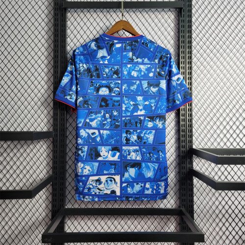 Retro Jersey 2021 Japan Commemorative Edition Blue Soccer Jersey Cartoon Vintage Football Shirt
