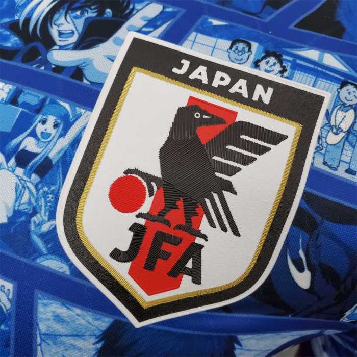 Player Version Retro Jersey 2021 Japan Commemorative Edition Blue Soccer Jersey Cartoon Vintage Football Shirt