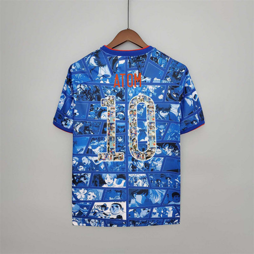 with Cartoon Number Retro Jersey 2021 Japan ATOM 10 Commemorative Edition Blue Soccer Jersey Cartoon Vintage Football Shirt