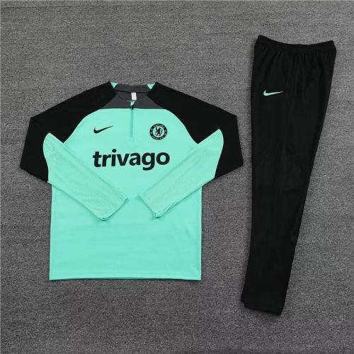 2023-2024 Chelsea Green/Black Soccer Training Sweater and Pants Football Kit