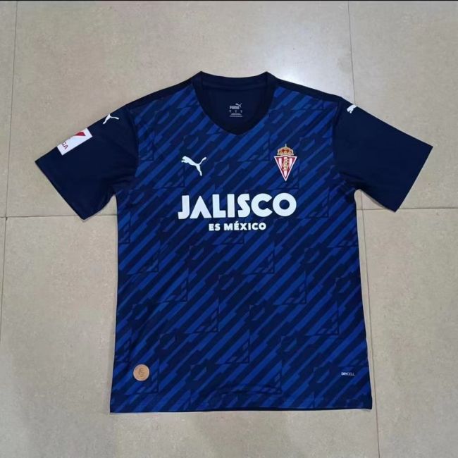 with LALIGA Patch Fans Version 2023-2024 Sporting Gijon Third Away Blue Soccer Jersey