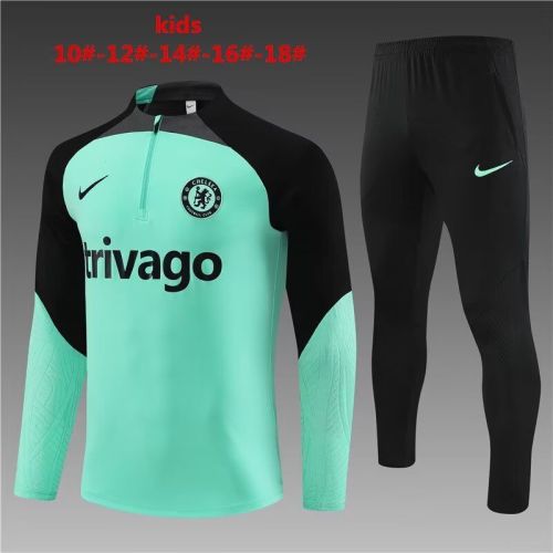 Youth Kids 2023-2024 Chelsea Green/Black Soccer Training Sweater and Pants