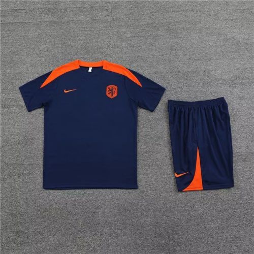 2023-2024 Netherlands Dark Blue Soccer Training Sweater and Pants Football Kit
