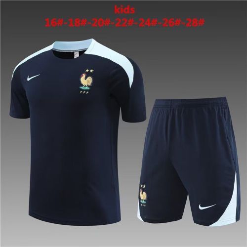 Youth Kids 2023-2024 France Dark Blue Soccer Training Sweater and Pants