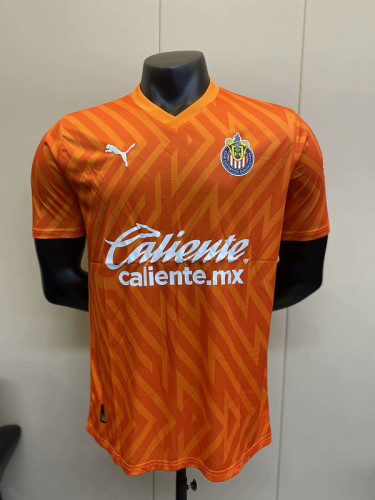 Fan Version 2023-2024 Chivas Orange Goalkeeper Soccer Jersey