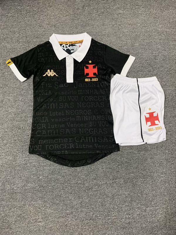 Youth Uniform Kids Kit 2023-2024 Vasco da Gama  Black Anniversary Edition Soccer Jersey Shorts