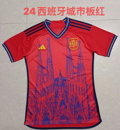 Fan Version 2024 Spain City Edition Red Soccer Jersey Camiseta de España Football Shirt