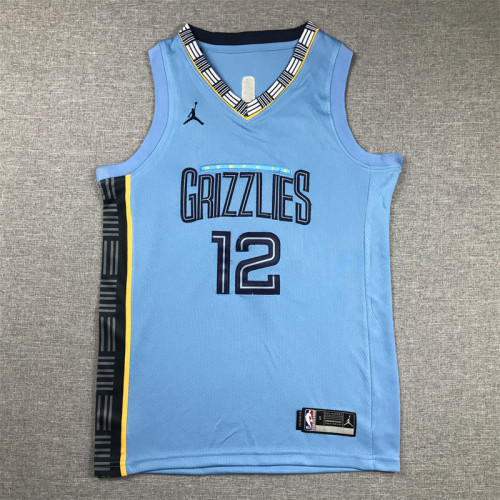 Youth Memphis Grizzlies 12 MORANT Light Blue NBA Jersey Child Basketball Shirt