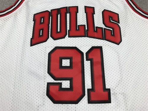 Mitchell&ness 1997-98 Chicago Bulls White Basketball Shirt 91 RODMAN Final Match NBA Jersey