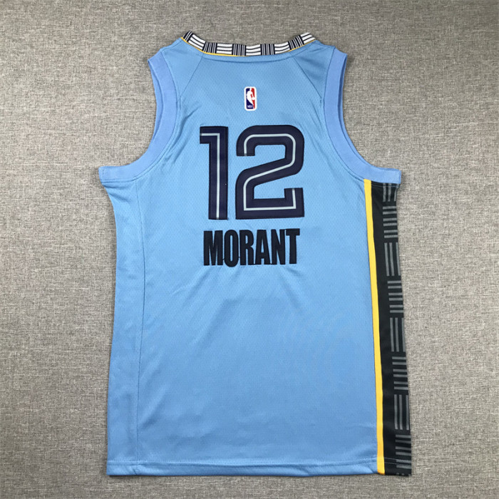Youth Memphis Grizzlies 12 MORANT Light Blue NBA Jersey Child Basketball Shirt