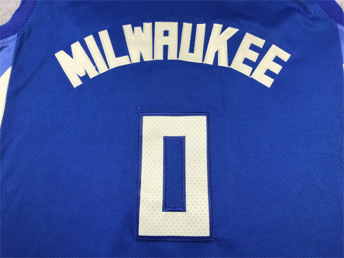 2023 City Edtion Milwaukee Bucks 0 LILLARD Blue NBA Shirt Basketball Jersey
