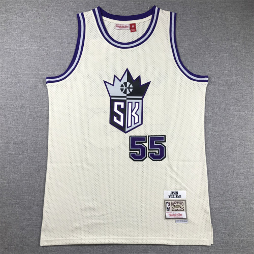 Mitchell&Ness Sacramento Kings 55 JASON WILLIAMS Cream White NBA Jersey Basketball Shirt