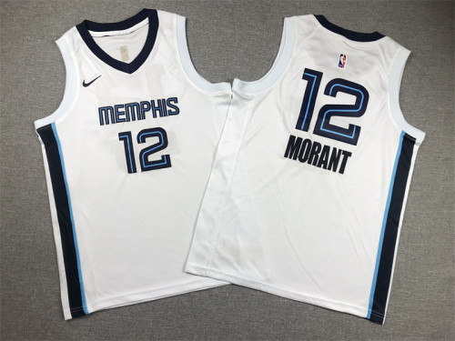Youth 2023 City Edition Memphis Grizzlies 12 MORANT White NBA Jersey Basketball Shirt