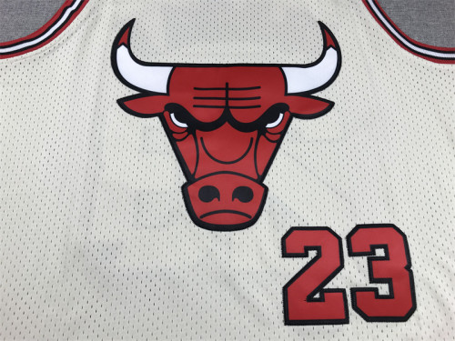 Mitchell&ness Chicago Bulls Basketball Shirt 23 MICHAEL JORDAN Cream White NBA Jersey