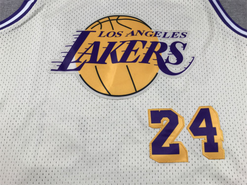 Mitchell&ness Los Angeles Lakers 24 Kobe Bryant Basketball Shirt Cream White NBA Jersey
