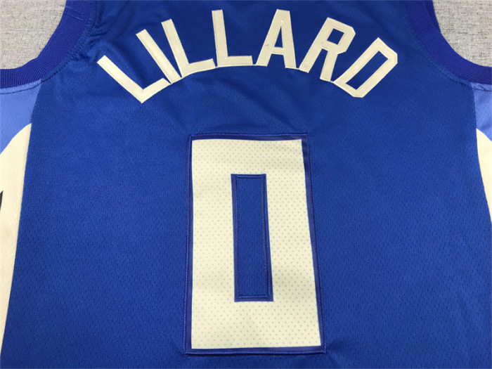 2023 City Edtion Milwaukee Bucks 0 LILLARD Blue NBA Shirt Basketball Jersey
