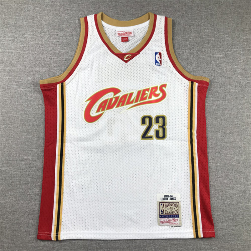Youth Mitchell&Ness 2003-04 Cleveland Cavaliers 23 JAMES White NBA Jersey Child Basketball Shirt