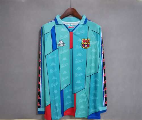 Retro Jersey Long Sleeve 1996-1997 Barcelona Away Blue Soccer Jersey
