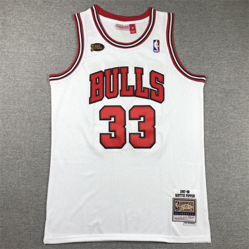 Mitchell&ness 1997-98 Chicago Bulls White Basketball Shirt 33 PIPPEN Final Match NBA Jersey