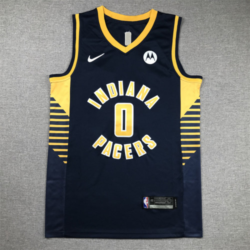 Indiana Pacers 0 HALIBURTON Dark Blue NBA Shirt Basketball Jersey