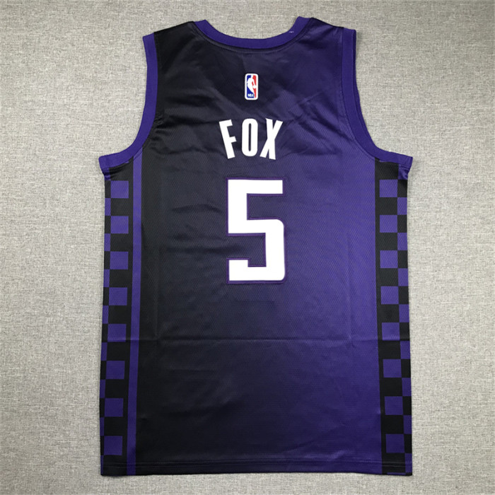 2024 Statement Edition Sacramento Kings 5 FOX Purple NBA Jersey Basketball Shirt