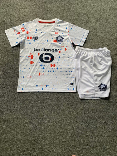 Youth Uniform Kids Kit 2023-2024 Lille Away White Soccer Jersey Shorts Child Football Set