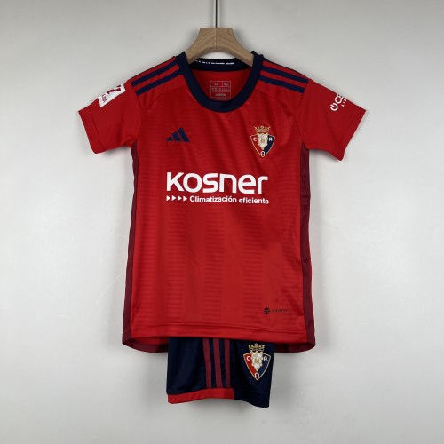 with LALIGA Youth Uniform Kids kit 2023-2024 Club Atlético Osasuna Home Soccer Jersey Shorts