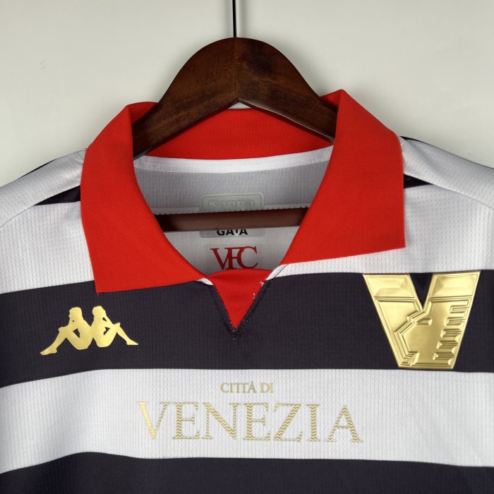 Long Sleeve Fan Version 2023-2024 Venezia Third Away Black/White Soccer Jersey Football Shirt
