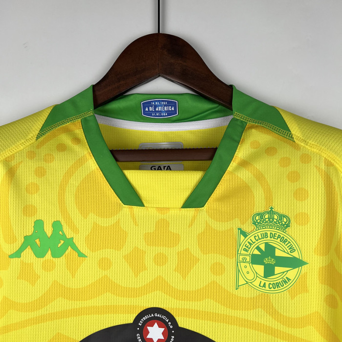 Fan Version 2023-2024 Deportivo La Coruña Away Yellow Soccer Jersey Camisetas de Futbol