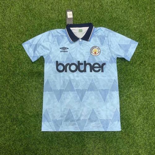 Retro Jersey 1988-1990 Manchester City Home Soccer Jersey Blue Football Shirt