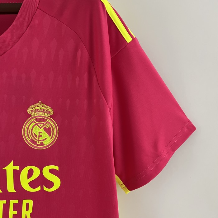 Real Camisetas de Futbol Fan Version 2023-2024 Real Madrid Red Goalkeeper Soccer Jersey