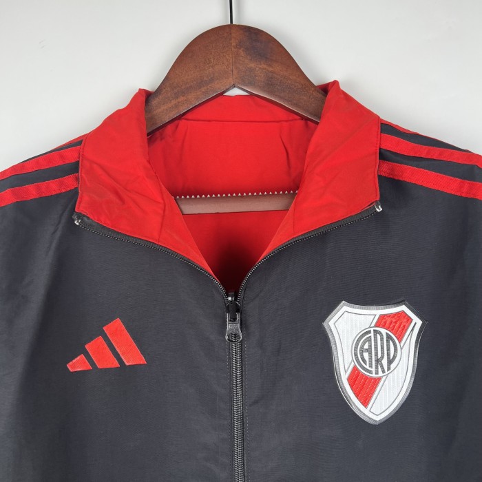 2023-2024 River Plate Black Soccer Windbreaker Jacket