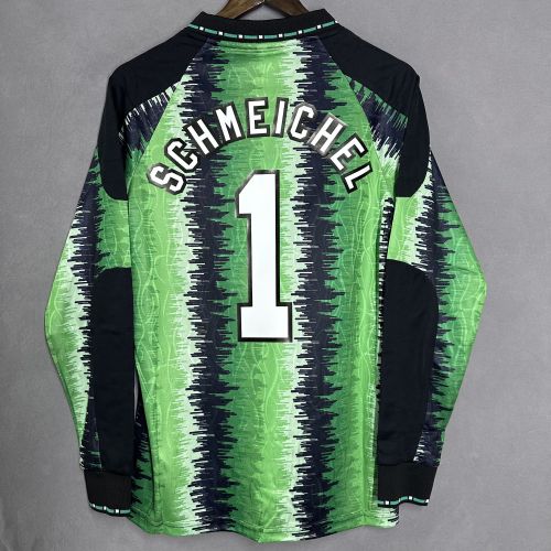 Long Sleeve Retro Jersey 1990-1991 Manchester United SCHMEICHEL 1 Green Goalkeeper Soccer Jersey