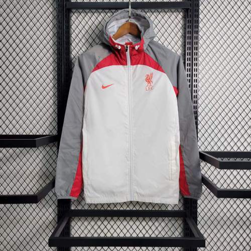 2023-2024 Liverpool White/Red/Grey Soccer Windbreaker Jacket