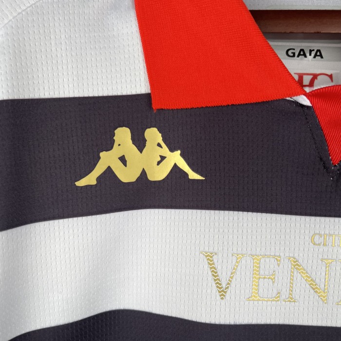 Long Sleeve Fan Version 2023-2024 Venezia Third Away Black/White Soccer Jersey Football Shirt