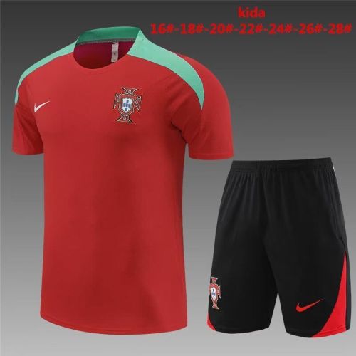 Youth Kids 2023-2024 Portugal Red Soccer Training Sweater and Pants