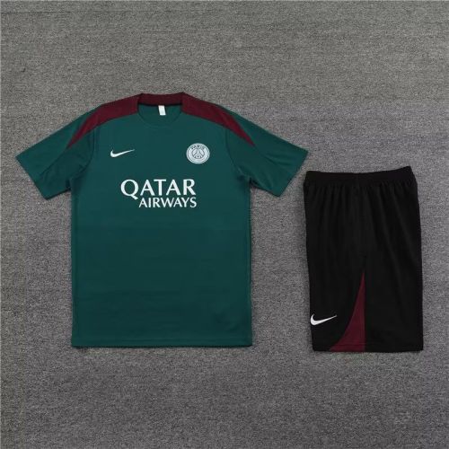 Adult Uniform 2023-2024 PSG Dark Green Soccer Training Jersey and Shorts Football Kits