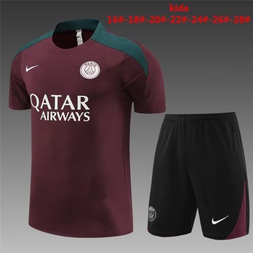 Youth Kids 2023-2024 PSG Maroon Soccer Training Sweater and Pants
