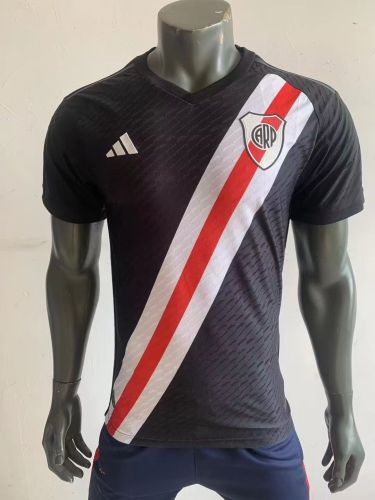 without Sponor Logo Player Version 2023-2024 River Plate Black Soccer Jersey