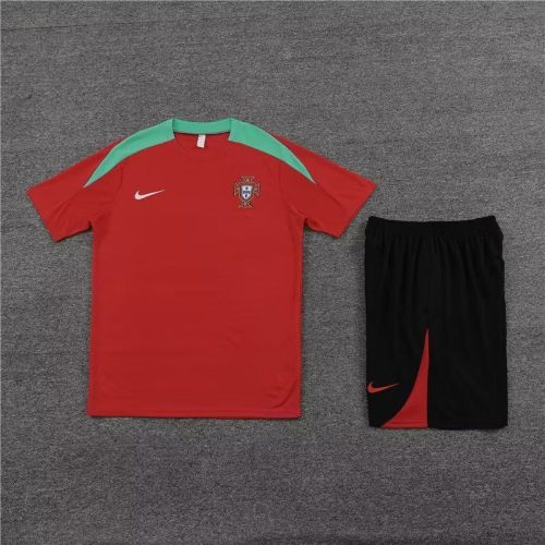 Adult Uniform 2023-2024 Portugal Red Soccer Training Jersey and Shorts Football Kits