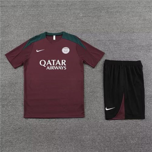 Adult Uniform 2023-2024 PSG Maroon Soccer Training Jersey and Shorts Football Kits