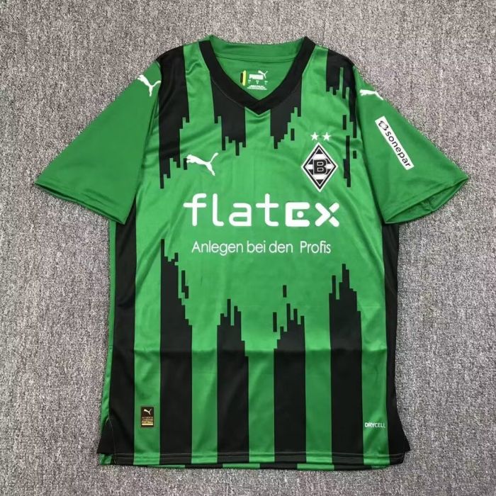 Fan Version 2023-2024 Borussia Monchengladbach Away Green Soccer Jersey
