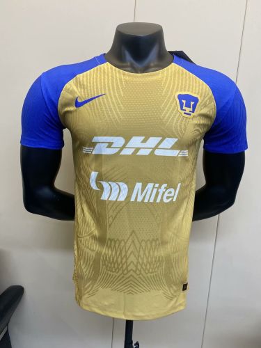 Player Version 2023-2024 Pumas UNAM Mexiko Yellow/Blue Soccer Training Jersey