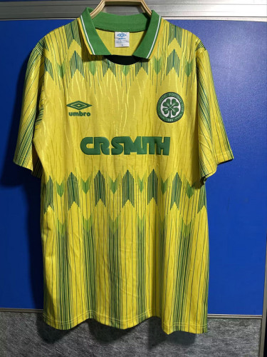 Retro Jersey 1989-1991 Celtic Away Yellow Soccer Jersey Vintage Football Shirt