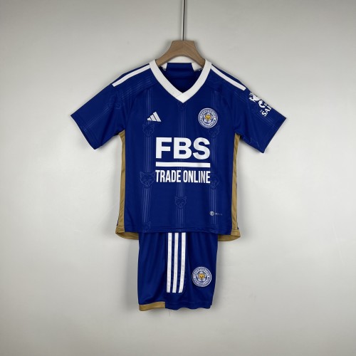 Youth Uniform Kids Kit 2023-2024 Leicester City Home Football Shirt Shorts