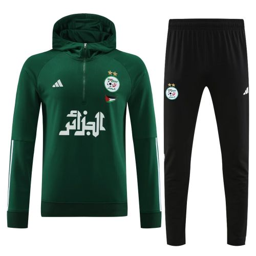 2023-2024 Algeria Green Soccer Training Hoodie and Pants Football Kit