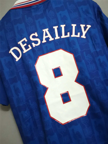 with Patch Retro Jersey 1996 France 8 DESAILLY Home Soccer Jersey