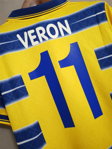Retro Jersey 1998-1999 Parma 11 VERON Third Away Yellow Soccer Jersey
