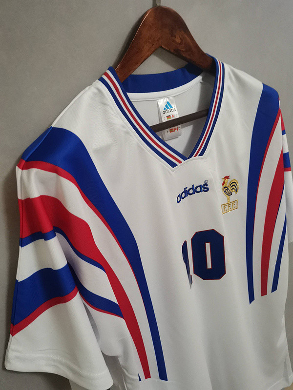 Retro Jersey 1996 France ZIDANE 10 Away White Soccer Jersey